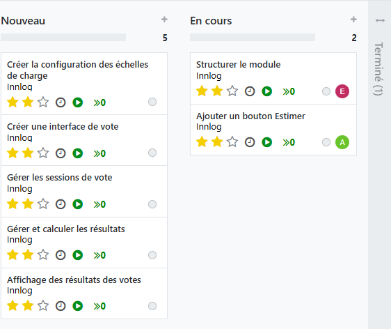 example de tableau Kanban utilisé